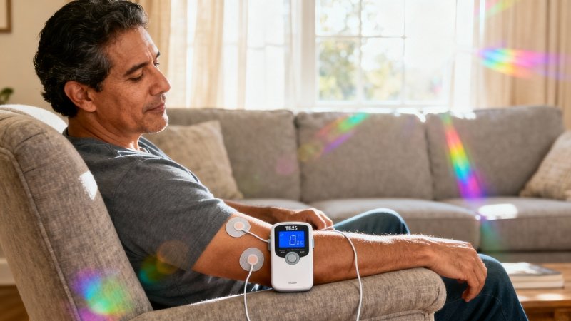 Using a TENS unit for drug-free pain relief.