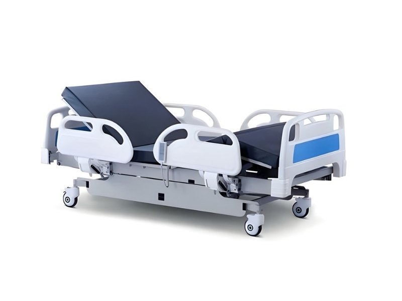 An adjustable electric hospital bed for home use.